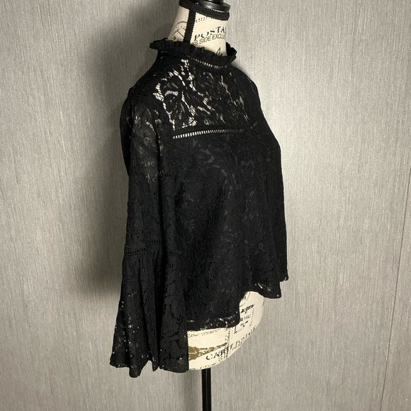 BB Dakota Black Lace Blouse Size Small - Picture 4 of 12